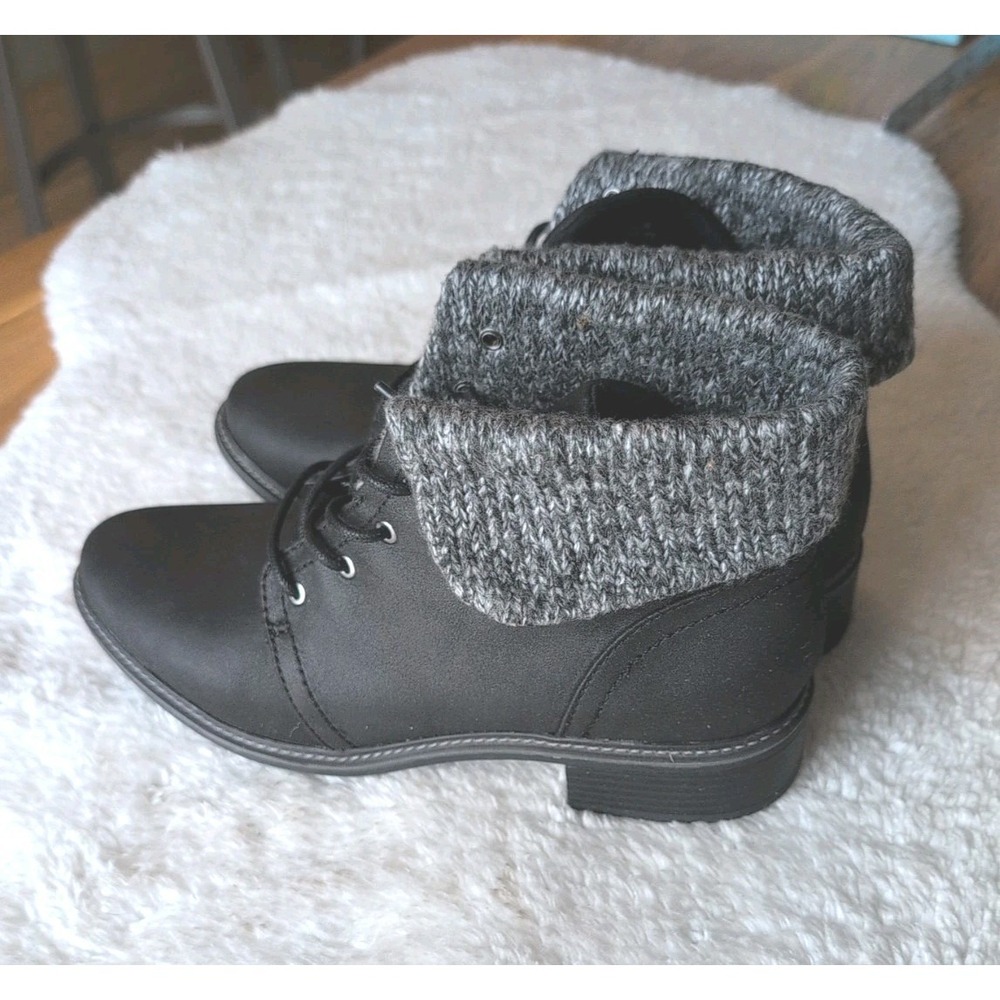 Cliffs by White Mountain Elinor Black Gray Trim Ankle Boots Women's Sz 9.5 W NWB